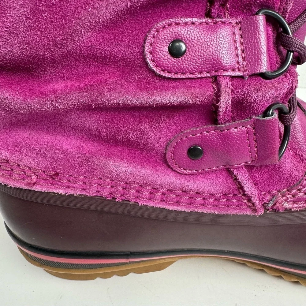 Sorel Women’s Joan Of Artic Pink Purple Suede Waterproof Faux Fur Winter Boots